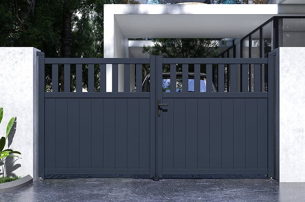 CASANOOV - Casanoov Portail battant 3 m SANTIS H.160  cm aluminium gris - large