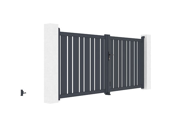 CASANOOV - Casanoov Portail battant 3 m VEYMONT H.140  cm alu gris + 2 poteaux 20x20  cm H.166 cm - large