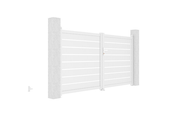 CASANOOV - Casanoov Portail battant 3 m VOGEL H.160  cm alu blanc + Portillon 1m VOGEL H.160 alu blanc - large