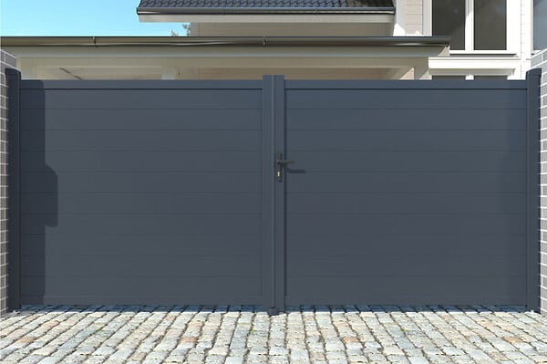 CASANOOV - Casanoov Portail battant 4 m EIGER H.160  cm + Portillon 1m EIGER H.160  cm aluminium gris - large