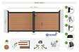 CASANOOV - Casanoov Portail bois composite battant 3,5m ATHOS H.140 cm teck avec cadre aluminium + portillon composite ATHOS 1m H.140 cm - vignette