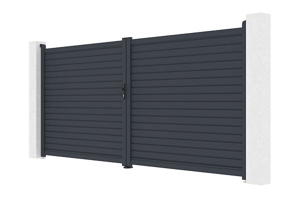 CASANOOV - Casanoov Portail battant aluminium gris CALANCIA 4 m hauteur 180  cm - large