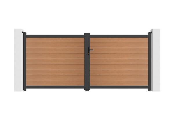 CASANOOV - Casanoov Portail en lames composites battant 3,5 m ATHOS H.160  cm teck - large