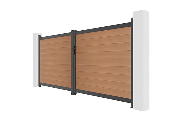 CASANOOV - Casanoov Portail en lames composites battant 3,5 m ATHOS H.160  cm teck - large