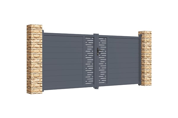 CASANOOV - Casanoov Portail battant 3,5 m ARLBERG H.160  cm + Portillon 1m ARLBERG H.160  cm aluminium gris - large