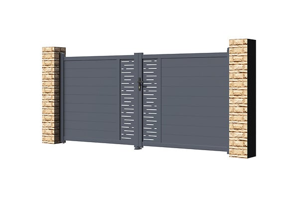CASANOOV - Casanoov Portail battant 3,5 m ARLBERG H.160  cm + Portillon 1m ARLBERG H.160  cm aluminium gris - large