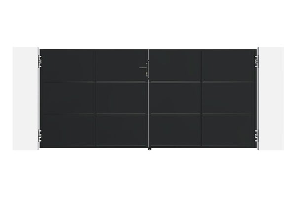 CASANOOV - Casanoov Portail battant acier noir mat 3,5 m NALI H.160  cm + 2 poteaux 10x10 acier CARMO - large