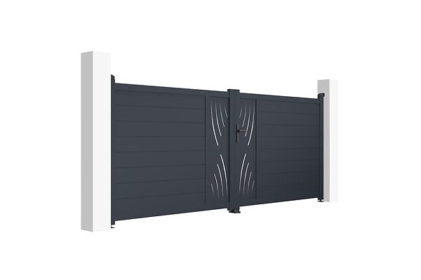 CASANOOV - Casanoov Portail battant 3,5 m VELETA H.140  cm aluminium gris - large