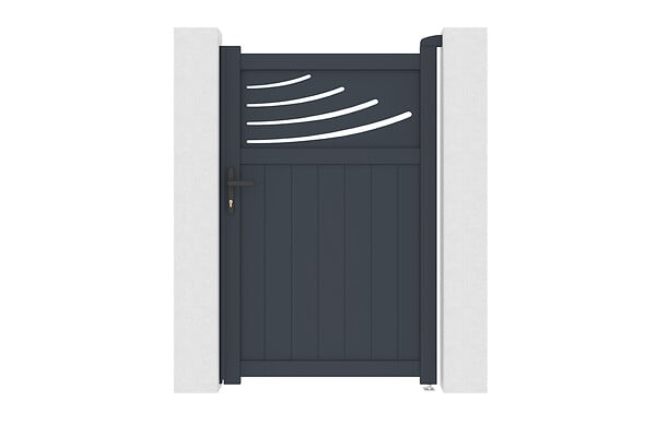 CASANOOV - Casanoov Portail battant 3 m HALTI H.160  cm + Portillon 1m HALTI H.160  cm aluminium gris - large