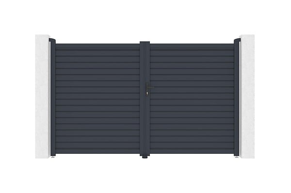 CASANOOV - Casanoov Portail battant 3 m CALANCIA H.180  cm lames persiennes aluminium gris + portillon CALANCIA aluminium gris - large