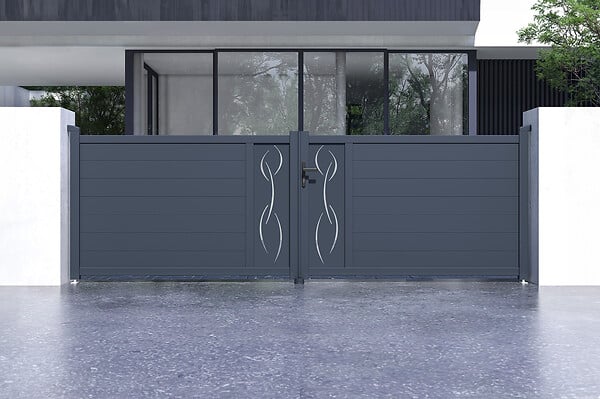 CASANOOV - Casanoov Portail battant ajustable en largeur 4 m LIFE H.120  cm alu gris - large