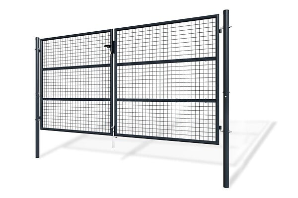 CASANOOV - Casanoov Portail battant grillagé 3 m OLGA H.150  cm + Portillon 1m OLGA H.150  cm Gris - large
