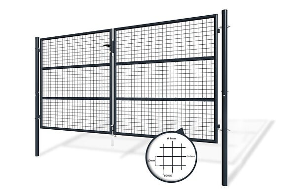 CASANOOV - Casanoov Portail battant grillagé 3 m OLGA H.150  cm + Portillon 1m OLGA H.150  cm Gris - large