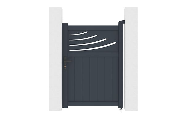 CASANOOV - Casanoov Portail battant 3,4 m HALTI H.140  cm alu + portillon HALTI H.140  cm GRIS - large