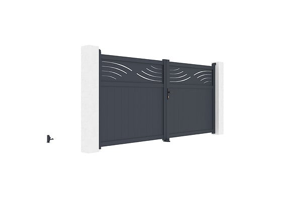 CASANOOV - Casanoov Portail battant 3,4 m HALTI H.160  cm alu + portillon HALTI H.160  cm GRIS - large