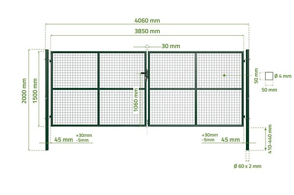 CASANOOV - Casanoov Portail battant grillagé 4 m OLGA H.150  cm + Portillon 1m OLGA H.150  cm Vert - large