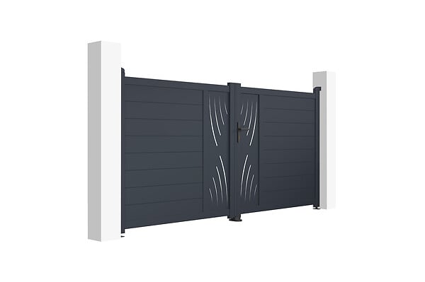 CASANOOV - Casanoov Portail battant ajustable en largeur 3 m VELETA H.140  cm alu gris - large