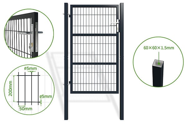 CASANOOV - Casanoov Portail battant grillagé 3 m RAZO H.160  cm + Portillon 1m RAZO H.160  cm Gris - large