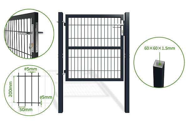 CASANOOV - Casanoov Portail battant grillagé 3 m RAZO H.100  cm + Portillon 1m RAZO H.100  cm Gris - large