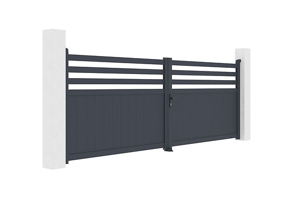 CASANOOV - Casanoov Portail battant 4 m NEVIS H.140  cm aluminium gris - large