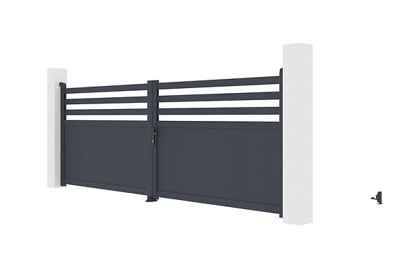 CASANOOV - Casanoov Portail battant 4 m NEVIS H.140  cm aluminium gris - large