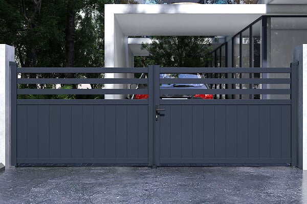 CASANOOV - Casanoov Portail battant 4 m NEVIS H.140  cm aluminium gris - large
