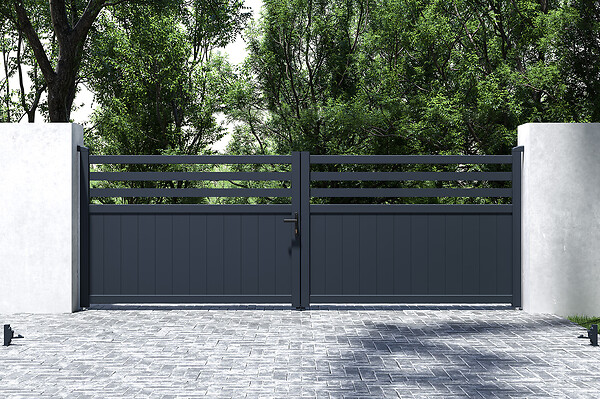 CASANOOV - Casanoov Portail battant 4 m NEVIS H.140  cm aluminium gris - large