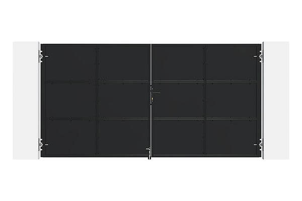 CASANOOV - Casanoov Portail battant acier 3,5 m NALI H.180  cm noir + Portillon H.180  cm noir - large