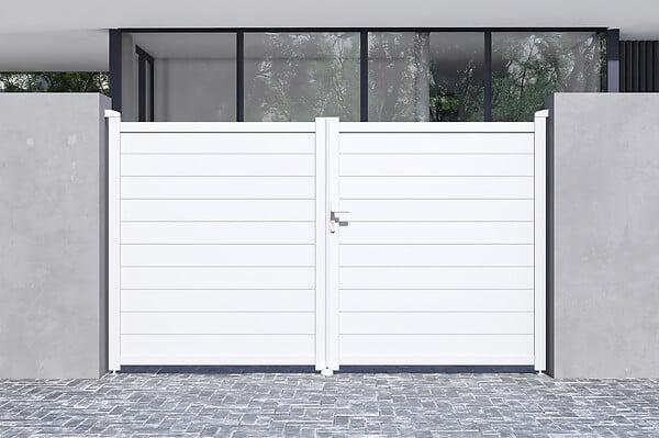 CASANOOV - Casanoov Portail battant 3 m EIGER H.180  cm + Portillon 1m EIGER H.180  cm aluminium blanc - large