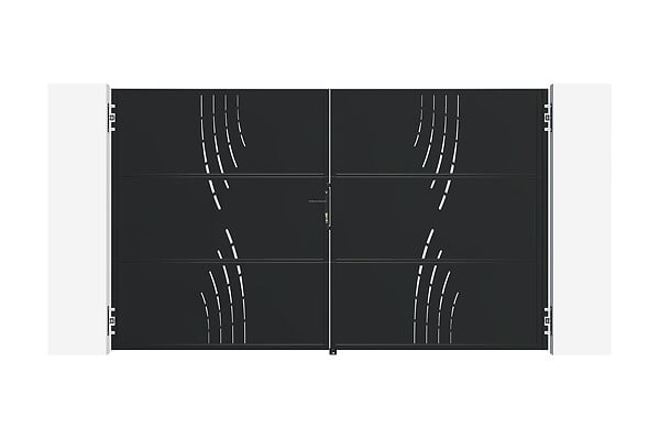 CASANOOV - Casanoov Portail battant acier 3 m NALI VELETA H.180  cm noir + Portillon H.180  cm noir - large