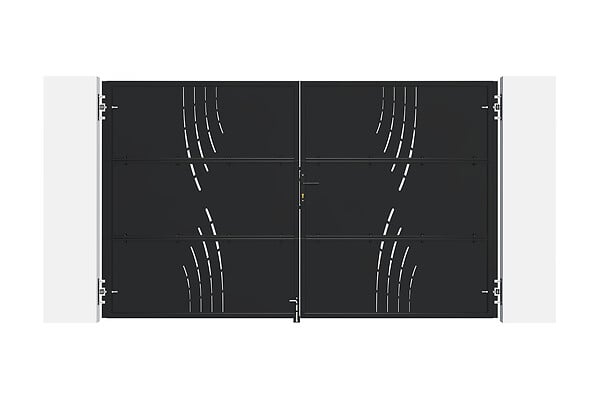 CASANOOV - Casanoov Portail battant acier 3 m NALI VELETA H.180  cm noir + Portillon H.180  cm noir - large