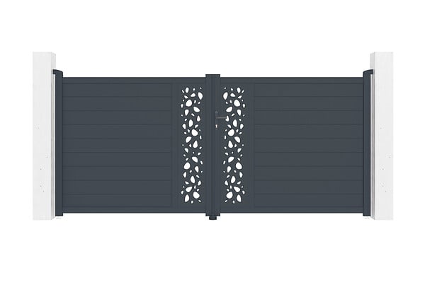 CASANOOV - Casanoov Portail battant 3,5 m SUNNY H.160  cm aluminium gris + 2 poteaux ELDA + motorisation Ranger B150 - large