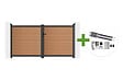 CASANOOV - Casanoov Portail bois composite battant 3m ATHOS H.160 cm teck avec cadre aluminium + motorisation RANGER B150 - vignette