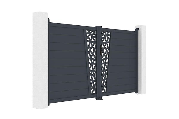 CASANOOV - Casanoov Portail battant 3 m CERVINA RUIVO H.160  cm aluminium gris + portillon 1m CERVINA RUIVO H.160 cm - large