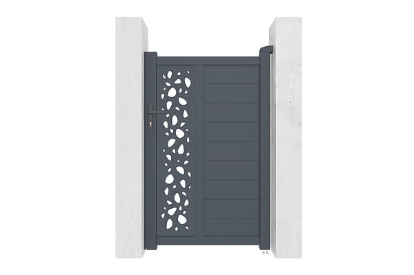 CASANOOV - Casanoov Portail battant 3 m SUNNY H.160  cm gris + Portillon 1m SUNNY H.160  cm + 4 poteaux ELDA + motorisation Ranger B150 - large