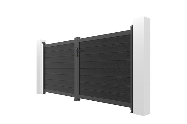 CASANOOV - Casanoov Portail en lames composites battant 3 m ATHOS H.140  cm gris anthracite - large