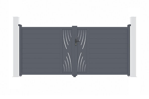 CASANOOV - Casanoov Portail battant 3,5 m VELETA H.160  cm aluminium gris - large