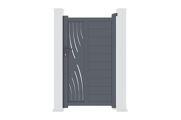 CASANOOV - Casanoov Portail battant 4 m VELETA H.180  cm + Portillon 1m VELETA H.180  cm aluminium gris - large
