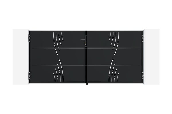 CASANOOV - Casanoov Portail battant acier 3 m NALI VELETA H.160  cm noir + Portillon H.160  cm noir - large