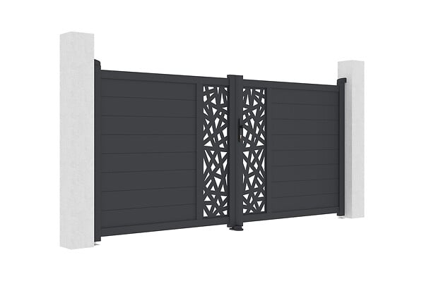 CASANOOV - Casanoov Portail battant 3 m RUIVO H.140  cm + Portillon 1m RUIVO H.140  cm aluminium gris - large