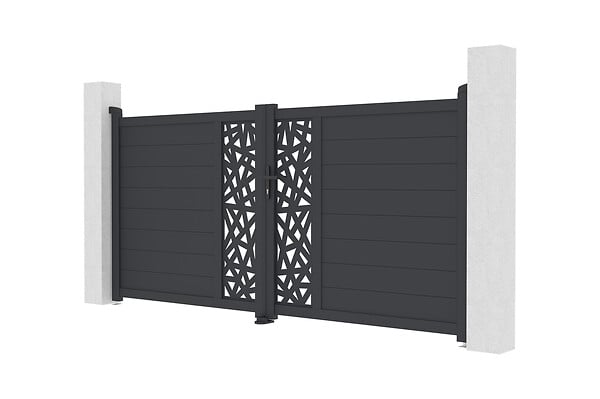 CASANOOV - Casanoov Portail battant 3 m RUIVO H.140  cm + Portillon 1m RUIVO H.140  cm aluminium gris - large