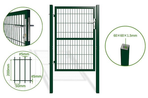 CASANOOV - Casanoov Portail battant grillagé 4 m H.140  cm RAZO + Portillon 1m RAZO H.140  cm Vert - large