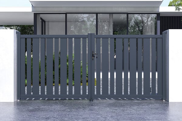 CASANOOV - Casanoov Portail battant 3,5x1,6 m VEYMONT + Portillon 1m VEYMONT H.160  cm gris - large