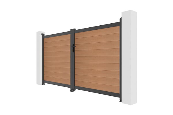CASANOOV - Casanoov Portail en lames composites battant 3 m ATHOS H.160  cm teck - large