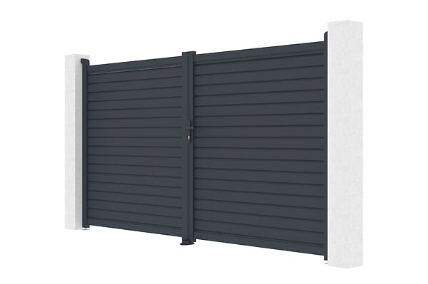 CASANOOV - Casanoov Portail battant aluminium gris CALANCIA 3,5 m hauteur 180  cm - large