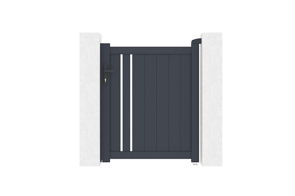 CASANOOV - Casanoov Pack portail battant 3,5x1,2 m GIONA + Portillon GIONA H.1,2 m gris - large