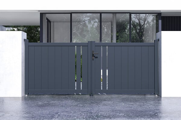 CASANOOV - Casanoov Pack portail battant 3x1,2 m GIONA + Portillon GIONA H.1,2 m gris - large