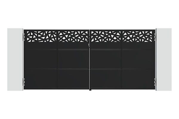 CASANOOV - Casanoov Portail battant acier noir mat 3,5 m NALI RUIVO H.160  cm + 2 poteaux 10x10 acier CARMO - large