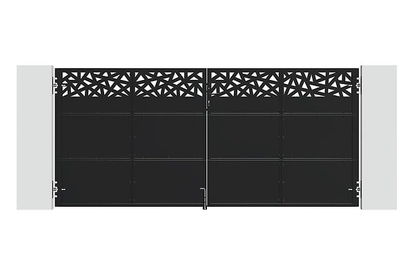 CASANOOV - Casanoov Portail battant acier noir mat 3,5 m NALI RUIVO H.160  cm + 2 poteaux 10x10 acier CARMO - large