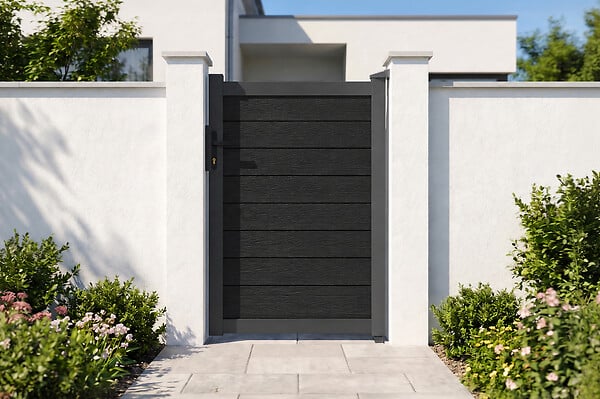 CASANOOV - Casanoov Portail bois composite battant 3m ATHOS H.160 cm gris anthracite avec cadre aluminium + portillon composite ATHOS 1m H.160 cm - large